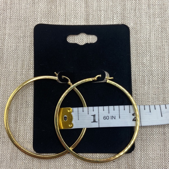 Veronese 18K Yellow-Gold Clad 2" Polished Hoop Earrings - Picture 3 of 4